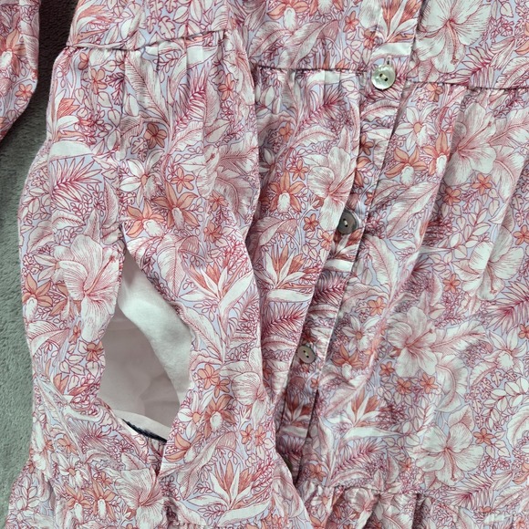 Tommy Bahama Prima Petals Dress Medium 100% Cotton Pink Floral 3/4 Sleeve - Picture 7 of 9